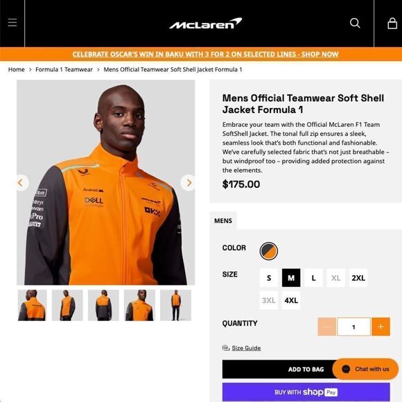 McLAREN/GULF F1 RACING TEAM®  |  OFFICIAL F1 TEAM JACKET  |  MENS-LRG  |  NEW - Picture 3 of 16